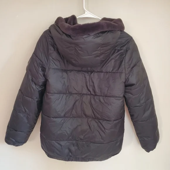 Abercrombie Kids Black Puffer Faux Fur Hooded Jacket Youth Girls 15/16